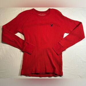 American Eagle Men’s XS 100% Cotton Red Thermal Long Sleeve Shirt W/Logo